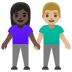 👩🏿‍🤝‍👨🏼 woman and man holding hands: dark skin tone, medium-light skin tone display on Google